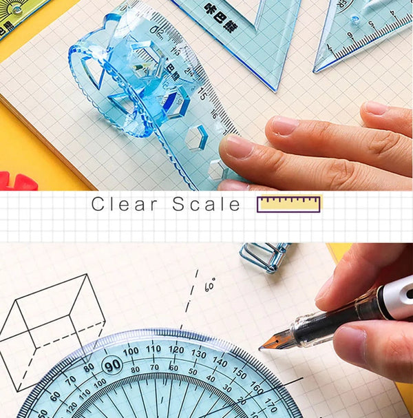 Planet Gates 4Pcs Soft Ruler Set Can Bend Ruler Creative Measure Tool Child Student Geometry Maths Drawing Stationery School Office Supplies