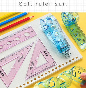 Planet Gates 4Pcs Soft Ruler Set Can Bend Ruler Creative Measure Tool Child Student Geometry Maths Drawing Stationery School Office Supplies