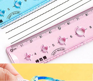 Planet Gates 4Pcs Soft Ruler Set Can Bend Ruler Creative Measure Tool Child Student Geometry Maths Drawing Stationery School Office Supplies