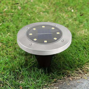 Planet Gates 4pcs Solar Ground Lights 8LEDs Solar Garden Lights Outdoor Waterproof Sidewalk Disk Bright In-Ground Landscape Lighting For Lawn Patio Pathway Yard Steps Deck Walkway Light (Warm White)