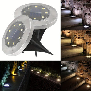 Planet Gates 4pcs Solar Ground Lights 8LEDs Solar Garden Lights Outdoor Waterproof Sidewalk Disk Bright In-Ground Landscape Lighting For Lawn Patio Pathway Yard Steps Deck Walkway Light (Warm White)
