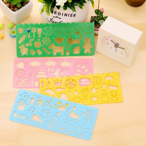 Planet Gates 4PCS Template 4PCS Kids Drawing Toys Painting Template Board Plastic Ruler Art Craft Juguetes Learning Draw Educational Toys For Children Gift