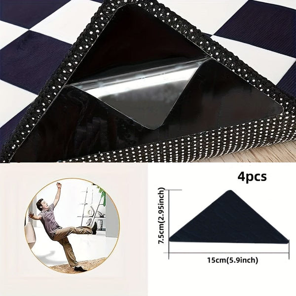 Planet Gates 4pcs Triangle 4pcs High-quality Anti Slip And Anti Drilling Carpet Stickers Are Suitable For Living Room, Dining Room, Bathroom Carpets, Ceramic Tiles, And Wooden Floor Areas To Prevent Carpet Movement And Rolling. Novelty Item! !!!