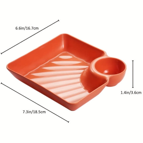 Planet Gates 4pcs Unbreakable Serving Platter Set, Potato Chip Plate, Sturdy Snack Plate, Sushi Plate, 18.54cm X 16.76cm Serving Dishes For Appetizer, Charcuterie, Kitchen Tools, Kitchen Accessories, Kitchen Gadgets