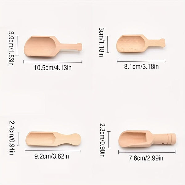 Planet Gates 4pcs Wooden Spoon 4pcs Set Wooden Tea and Salt Spoons - Perfect for Tea, Coffee, and Bath Salt - Set of 4