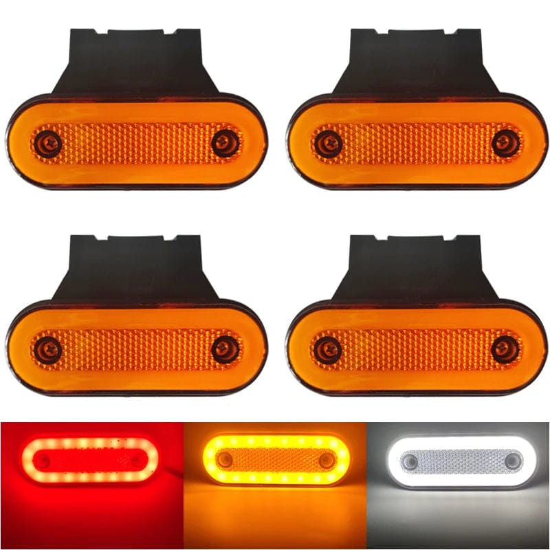 Planet Gates 4PCS Yellow  B / CHINA 4x Truck Side Marker Light LED Clearance Lamp For Caravan Trailer Tractor Lorry Warning Tail Light Car External Lamp 12V 24V