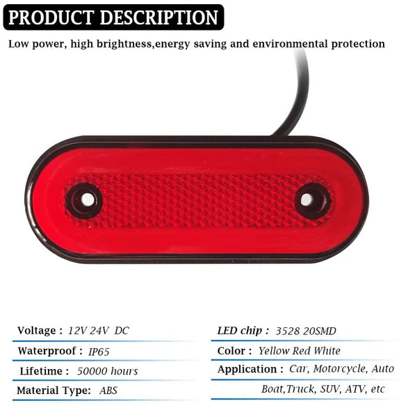 Planet Gates 4PCS Yellow  B / CHINA 4x Truck Side Marker Light LED Clearance Lamp For Caravan Trailer Tractor Lorry Warning Tail Light Car External Lamp 12V 24V