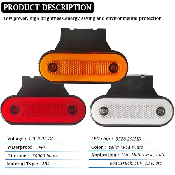 Planet Gates 4PCS Yellow  B / CHINA 4x Truck Side Marker Light LED Clearance Lamp For Caravan Trailer Tractor Lorry Warning Tail Light Car External Lamp 12V 24V