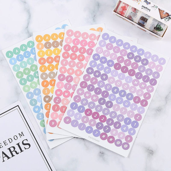 Planet Gates 4sheets 4 Sheets Kawaii Alphabet Letter Sticker Korean Stationery DIY Scrapbooking Planner Notebook Journal Decoration Office Supplies