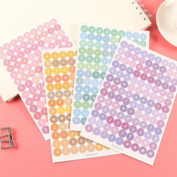 Planet Gates 4sheets 4 Sheets Kawaii Alphabet Letter Sticker Korean Stationery DIY Scrapbooking Planner Notebook Journal Decoration Office Supplies