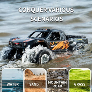 Planet Gates 4WD RC Car Amphibious Off-Road Vehicle 2.4G Remote Control Water Land Waterproof Crawler Stunt Climbing Truck Toys for Children