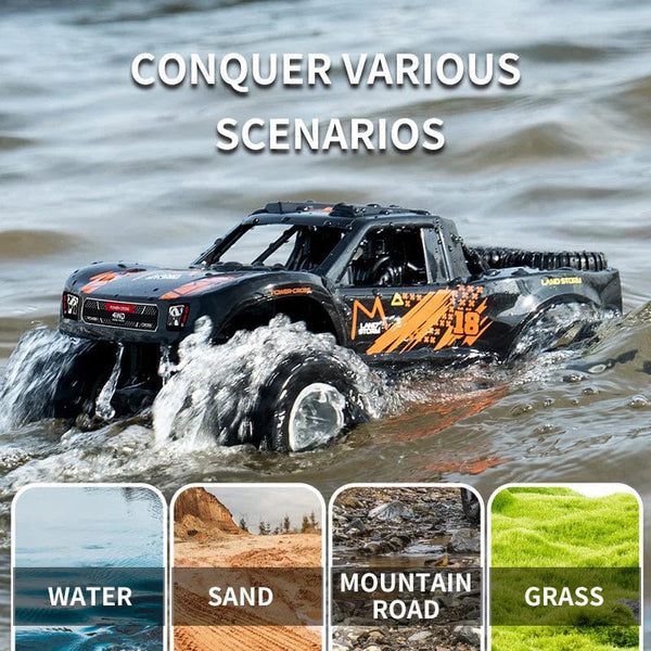 Planet Gates 4WD RC Car Amphibious Off-Road Vehicle 2.4G Remote Control Water Land Waterproof Crawler Stunt Climbing Truck Toys for Children