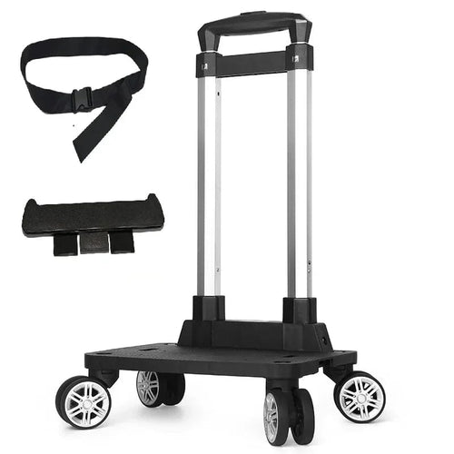 Planet Gates 4wheels-belt-support Portable 4/5 Wheel Trolley Rack Aluminum Alloy Foldable Pullling Rod Carrier for Student Backpack Pet Bag Load Bearing 15kg