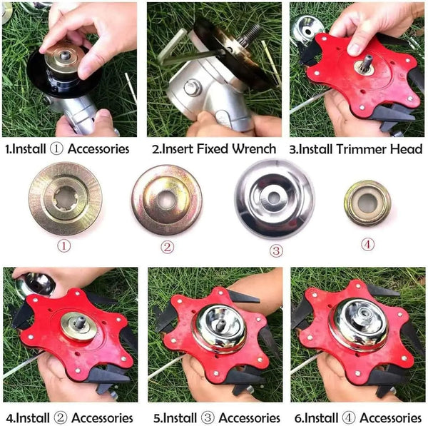 Planet Gates 4x Grass Trimmer Head Adapter Attachment Nut Fixing Kit Trimmer Head Lawnmower Blade for Stihl Trimmer Brush Cutter Garden Tool