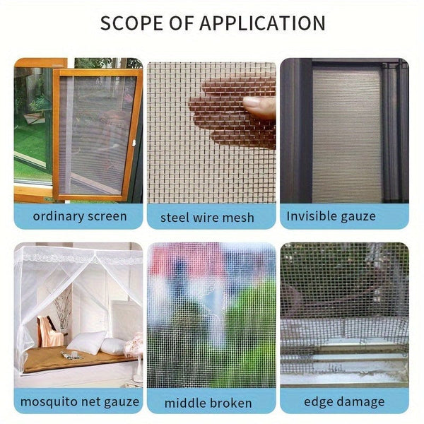 Planet Gates 5.0cm*200.0cm 1Roll Window Screen Repair Tape, Self-Adhesive Screen Patch Tape - Quickly And Easily Repair Tears And Holes In Your Window Screen - Includes Mesh Patch Kit, Home Accessories