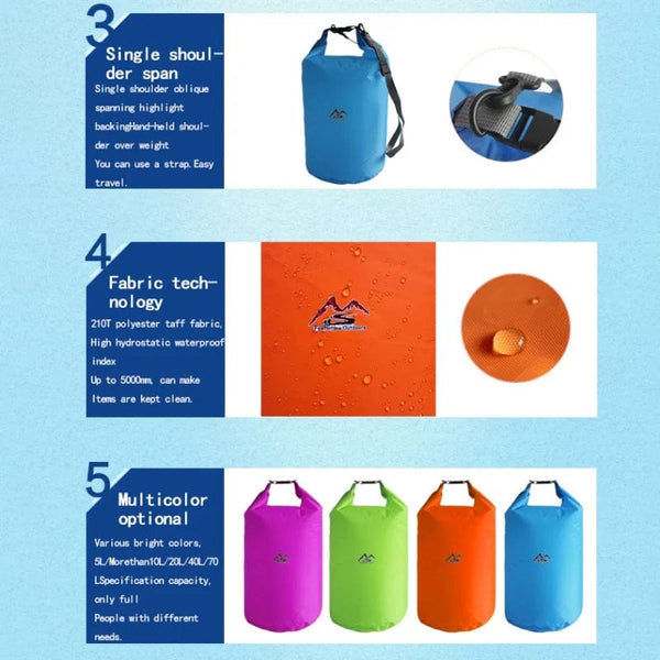 Planet Gates 5/10/20/40/70 L Outdoor Waterproof Dry Bag For Camping Drifting Hiking Swimming Rafting Kayaking River Trekking Bags Pouch