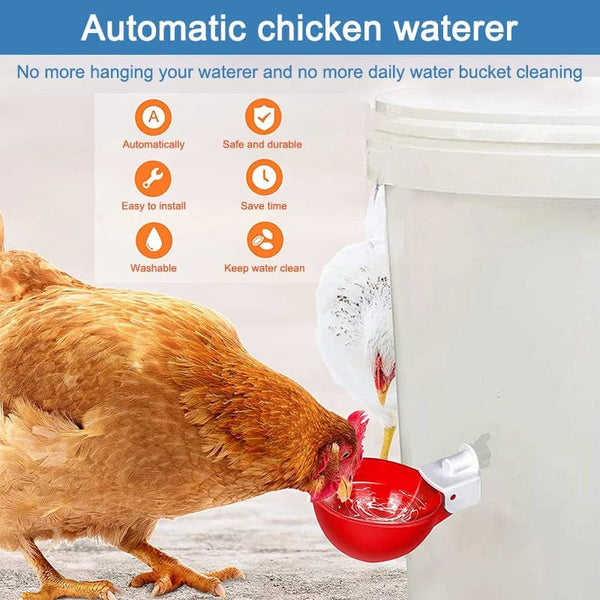Planet Gates 5/10PCS Automatic Chicken Water Feeder Drinking Cups Poultry Kit for Chicks Duck Goose Turkey Quail Feeding & Watering Supplie