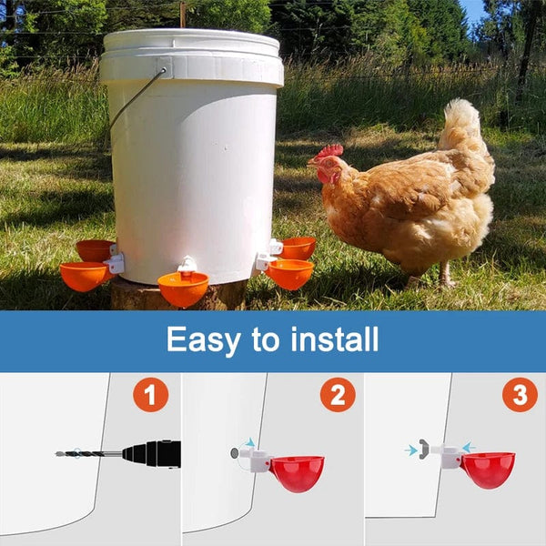 Planet Gates 5/10PCS Automatic Chicken Water Feeder Drinking Cups Poultry Kit for Chicks Duck Goose Turkey Quail Feeding & Watering Supplie