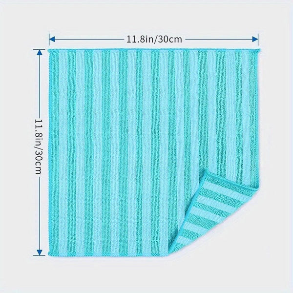 Planet Gates 5/10pcs, Dish Towels, Microfiber Striped Printed Dish Rags, Scouring Pads, Simple Style Cleaning Cloths, Classic Two-color Strips, Absorbent, Easy To Wash And Wash, Random Colors, Cleaning Stuff, Kitchen Supplies