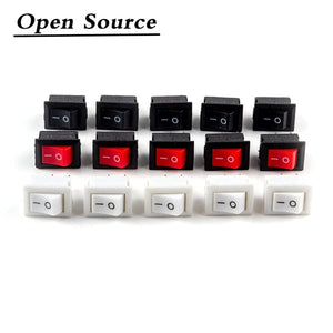 Planet Gates 5/10Pcs Push Button Switch 10x15mm SPST 2Pin 3A 250V KCD11 Snap-in on/Off  Rocker Switch 10MM*15MM Black Red and White