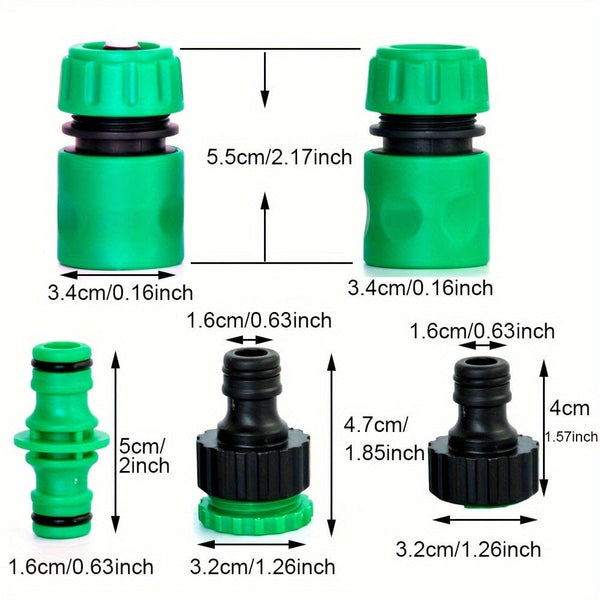 Planet Gates 5/10pcs, Quick Connectors For Garden Hose Soaker Hose And Faucet. 1/2" Water Flow Connector, 1/2" Shut-off Connector, 1/2" To 3/4" Faucet Connector, 3/4 GHT Quick Connectors. Work For Spray Nozzole, Water Gun.