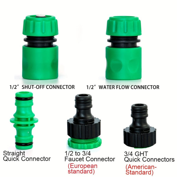 Planet Gates 5/10pcs, Quick Connectors For Garden Hose Soaker Hose And Faucet. 1/2" Water Flow Connector, 1/2" Shut-off Connector, 1/2" To 3/4" Faucet Connector, 3/4 GHT Quick Connectors. Work For Spray Nozzole, Water Gun.