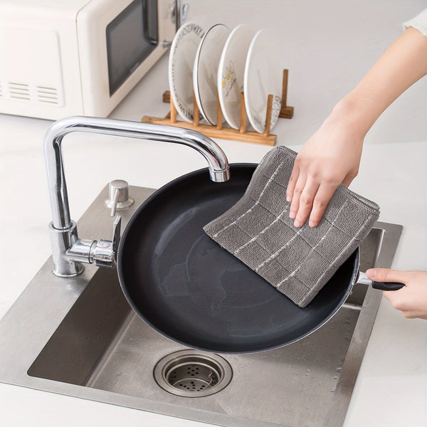 Planet Gates 5/10pcs, Scouring Pad, Square Dish Cloths, Simple Style Dish Towel, Cleaning Cloth For Sink Or Kitchen Stove, Antibacterial Washable Cleaning Brush, Kitchen Stuff, Kitchen Cleaning Gadget