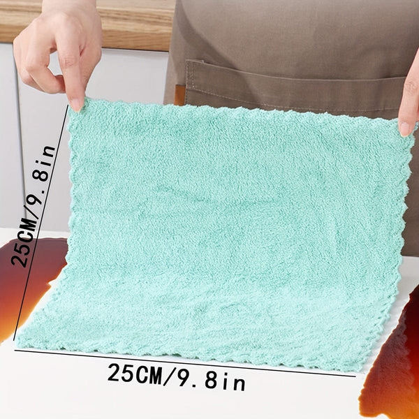 Planet Gates 5/10pcs, Solid Color Dishcloth, Household Thickened Kitchen Dish Cloth, Super-absorbent Dish Towel, Cleaning Special, Bamboo Fiber, Absorbent, Does Not Fall Off, Does Not Stick To Oil, Cleaning Supplies