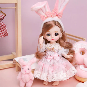 Planet Gates 5 16cm Princess BJD 1/12 Doll with Clothes and Shoes Movable 13 Joints Cute Sweet Face Girl Gift Child Toys