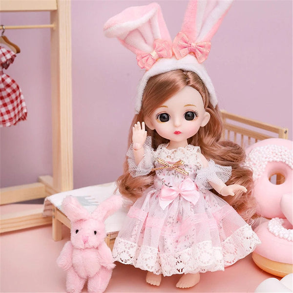 Planet Gates 5 16cm Princess BJD 1/12 Doll with Clothes and Shoes Movable 13 Joints Cute Sweet Face Girl Gift Child Toys