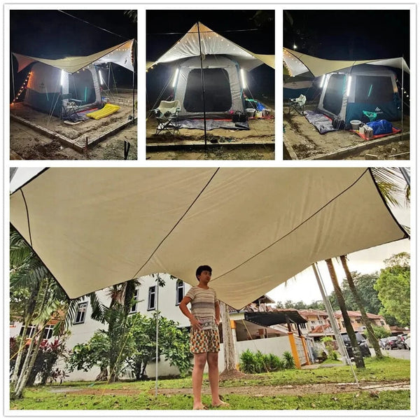 Planet Gates 5.1x5.1m Large Camping Tarp Waterproof Octagon Butterfly Outdoor Sun Shelter Awning Tent Shade Sunshade Beach Tourist Canopy