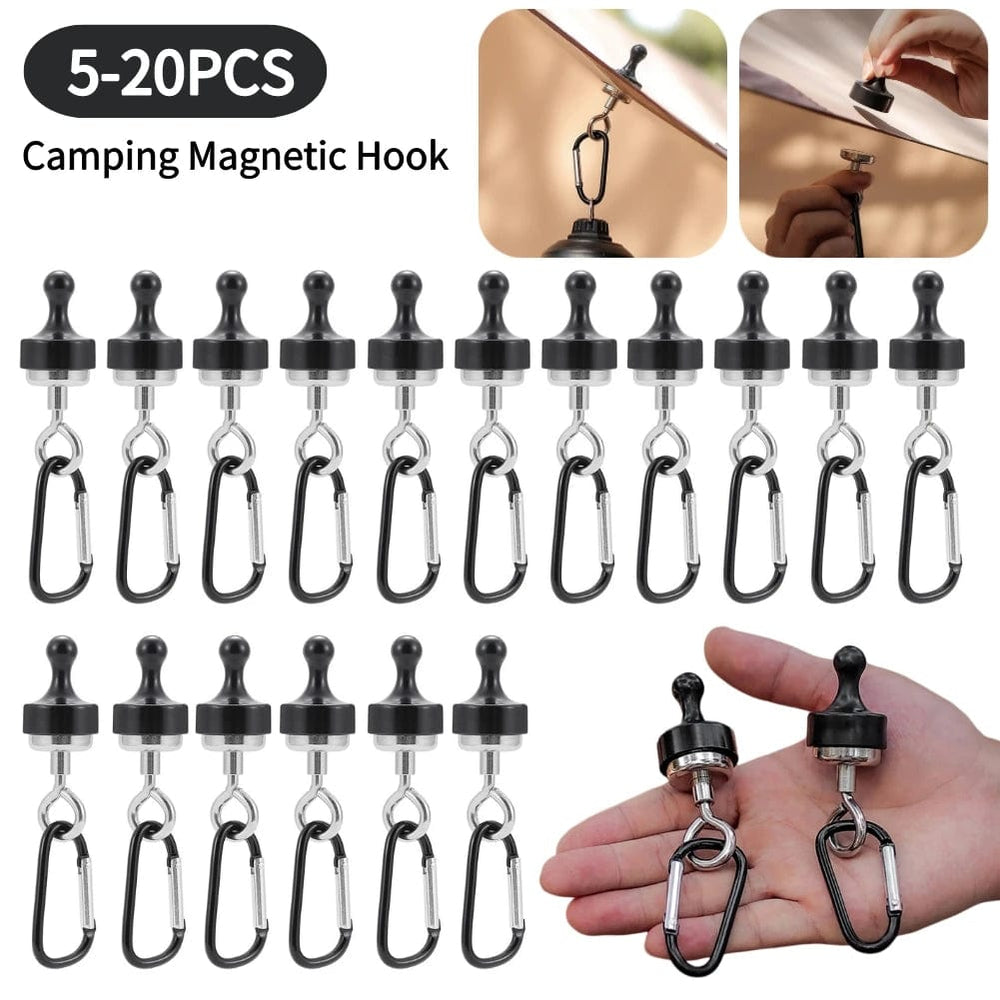 Planet Gates 5-20PCS Strong Magnetic Hooks Multipurpose Outdoor Tent Camping Light Hook Magnet Bearing Hanger D Type Mountaineering Buckle