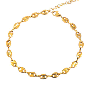 Planet Gates 5.2mm Gold color / 18cm 5mm 4.5mm Stainless Steel Coffee Bean Chains Gold Silver Color Pig Nose Bracelets With Extender 3cm Punk Hip Hop Fashion Jewelry