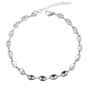 Planet Gates 5.2mm Silver color / 20cm 5mm 4.5mm Stainless Steel Coffee Bean Chains Gold Silver Color Pig Nose Bracelets With Extender 3cm Punk Hip Hop Fashion Jewelry