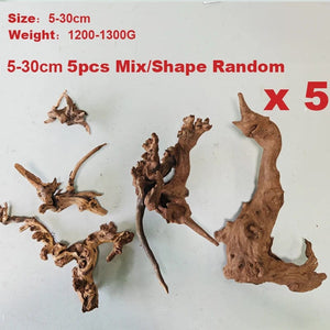 Planet Gates 5-30cm-5pcs Mix Drift Wood Plants for Natural Aquariums & Fish Bowls Decor Aquarium Pot Assorted Driftwood Branch Background Aqarium Accessories