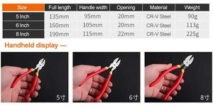 Planet Gates 5/6/8inch Diagonal Pliers Multi Functional Electrical Wire Cable Cutters Cutting Side Snips Flush Nipper Hand Tools