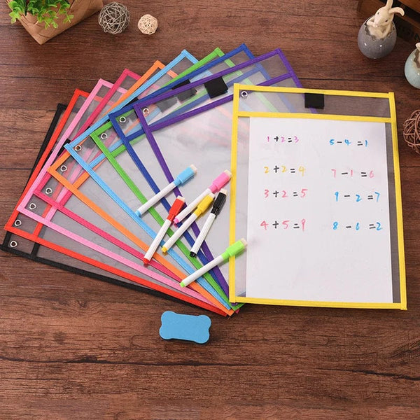 Planet Gates 5 Bags 5 Pens 10Pcs Transparent Dry Brush Bag Kids Craft Drawing Board Painting Doodle Coloring Learning Educational Toys For Children Gift