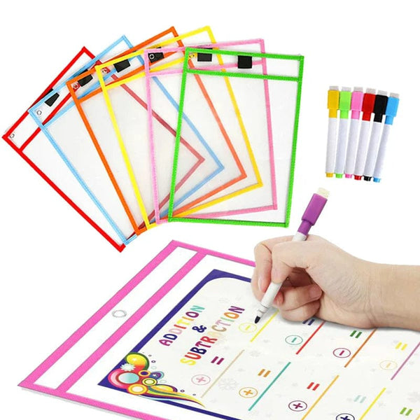 Planet Gates 5 Bags 5 Pens 10Pcs Transparent Dry Brush Bag Kids Craft Drawing Board Painting Doodle Coloring Learning Educational Toys For Children Gift