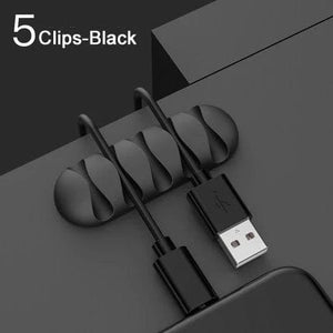 Planet Gates 5 Clips Smart Cable Holder Silicone Flexible Cable Winder Wire Organizer Holder Cord Management Clip for USB Earphone Network Cable