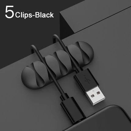 Planet Gates 5 Clips Smart Cable Holder Silicone Flexible Cable Winder Wire Organizer Holder Cord Management Clip for USB Earphone Network Cable
