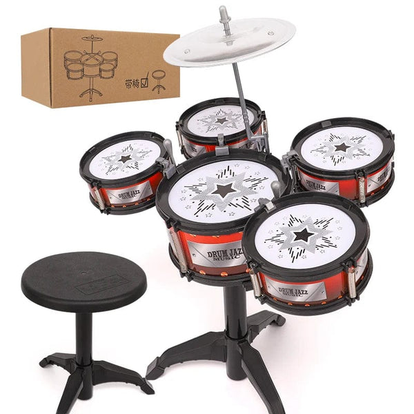 Planet Gates 5 drums with chair Simulation Drum Set Junior Drums Kit Jazz Drums Percussion Musical Instrument Wisdom Development Toys For Children Kid Gifts