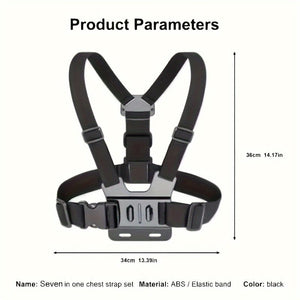 Planet Gates 5 In 1 Bracket 1pc Universal Cell Phone Chest Mount Harness Strap Holder, Outdoor Smartphone POV Video Mobile Phone Clip, Mobile Phone Holder Chest Strap Bracket