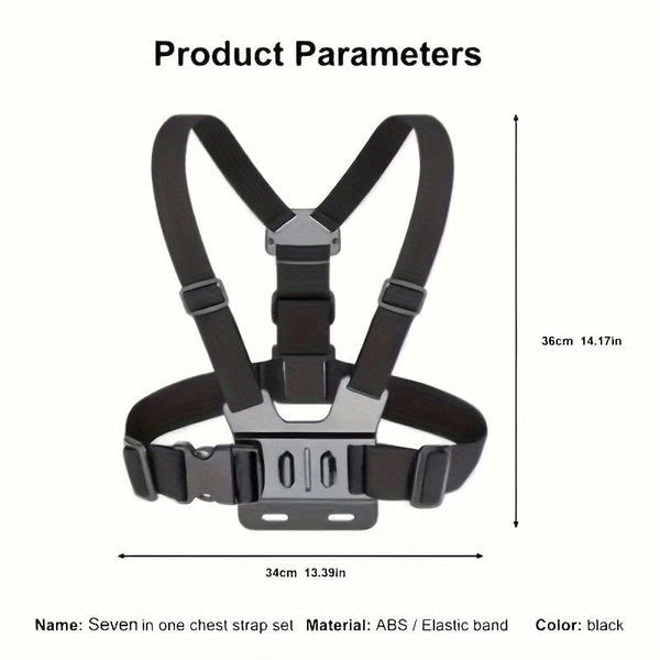 Planet Gates 5 In 1 Bracket 1pc Universal Cell Phone Chest Mount Harness Strap Holder, Outdoor Smartphone POV Video Mobile Phone Clip, Mobile Phone Holder Chest Strap Bracket