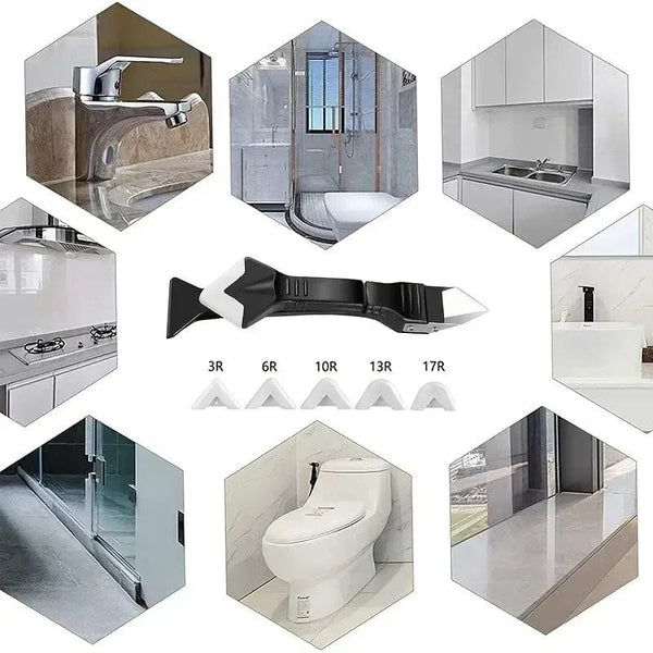 Planet Gates 5 In 1 Silicone Scraper Sealant Smooth Remover Tool Set Caulking Finisher Smooth Grout Kit Floor Mould Removal Hand Tools Set