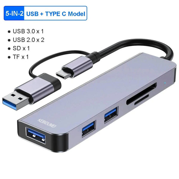 Planet Gates 5-IN-2 / CHINA 5Gbps USB 3.0 HUB USB C HUB USB C Docking Station High Speed Transmission OTG Adapter Splitter TYPE-C HUB For Laptop Macbook