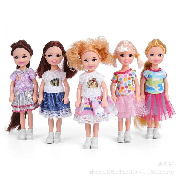 Planet Gates 5 Inch Mini Kelly Doll Accessories Fashion Chelsea Doll Clothes Party Grown Outfits Kids Girls Toys for Children Birthday Gift