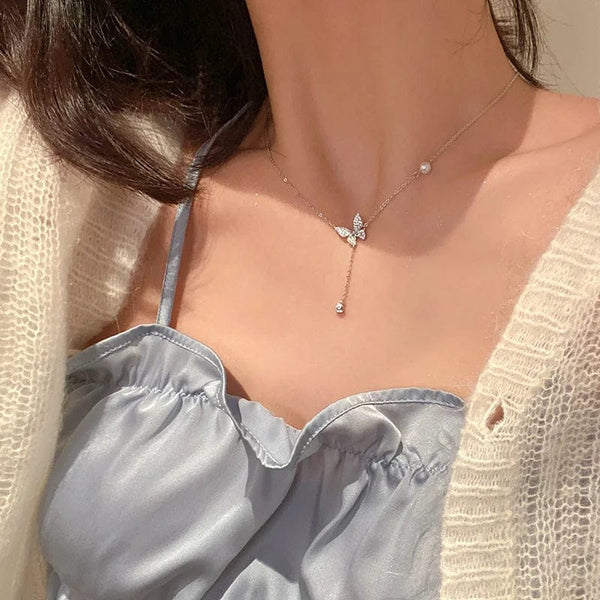 Planet Gates 5 Kpop Heart Necklace French Lucky Bean Love Clavicle Chain Korean Simple Female double layer Necklace Female Pendant for Women