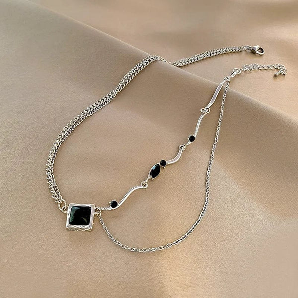Planet Gates 5 Kpop Heart Necklace French Lucky Bean Love Clavicle Chain Korean Simple Female double layer Necklace Female Pendant for Women