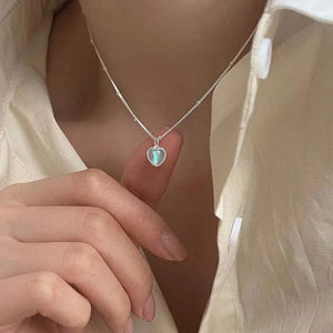 Planet Gates 5 Kpop Heart Necklace French Lucky Bean Love Clavicle Chain Korean Simple Female double layer Necklace Female Pendant for Women