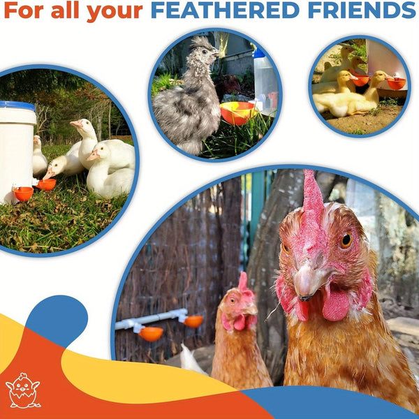 Planet Gates 5 Packs, Large Automatic Chicken Waterer Cups Chicken Water Feeder Suitable For Chicks, Duck, Goose, Turkey And Bunny Poultry Water Feeder Kit (Orange)